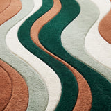 Modern Hand Tufted Wool Area Rug, Abstract Wave Striped Pattern,