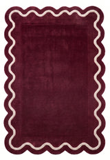 Modern Hand Tufted Wool Rug | Handmade Scalloped Border Carpet
