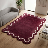 Modern Hand Tufted Wool Rug | Handmade Scalloped Border Carpet