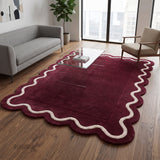 Modern Hand Tufted Wool Rug | Handmade Scalloped Border Carpet