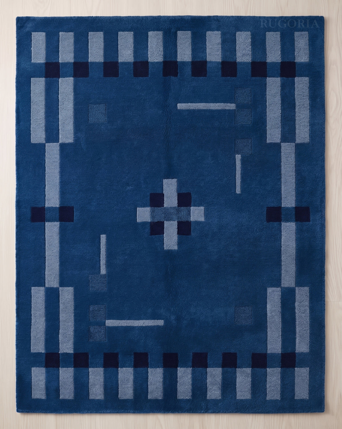Hand Tufted Wool Rug, Modern Abstract Geometric Border Design