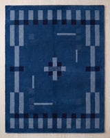 Hand Tufted Wool Rug, Modern Abstract Geometric Border Design