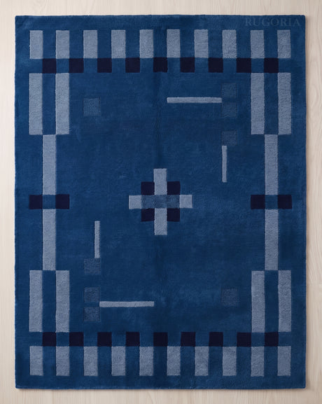 Hand Tufted Wool Rug, Modern Abstract Geometric Border Design
