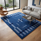 Hand Tufted Wool Rug, Modern Abstract Geometric Border Design