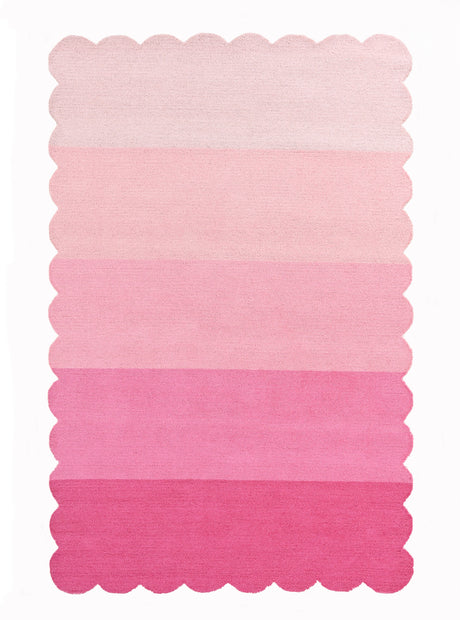 Handcrafted Scalloped Wool Rug - 100% Wool Plush Carpet