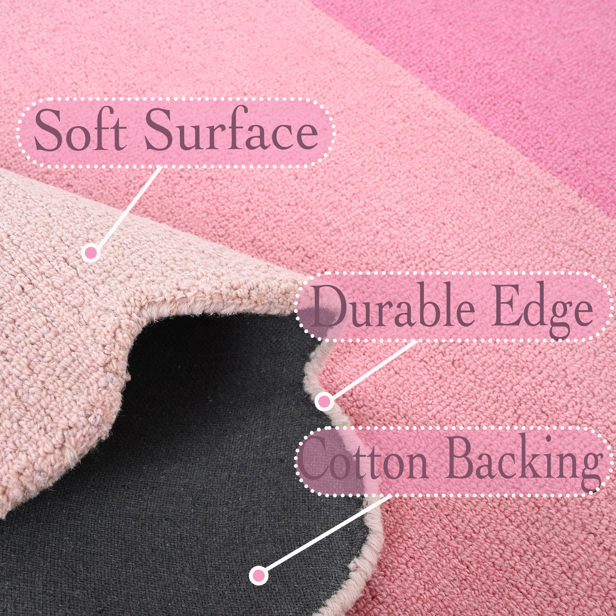 Handcrafted Scalloped Wool Rug - 100% Wool Plush Carpet