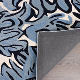 Modern Blue Floral Wool Area Rug – Hand-Tufted Abstract Botanical Design | Thick, Durable, and Luxurious Carpet for Living Room, Bedroom, or Office Décor