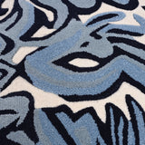 Modern Blue Floral Wool Area Rug – Hand-Tufted Abstract Botanical Design | Thick, Durable, and Luxurious Carpet for Living Room, Bedroom, or Office Décor