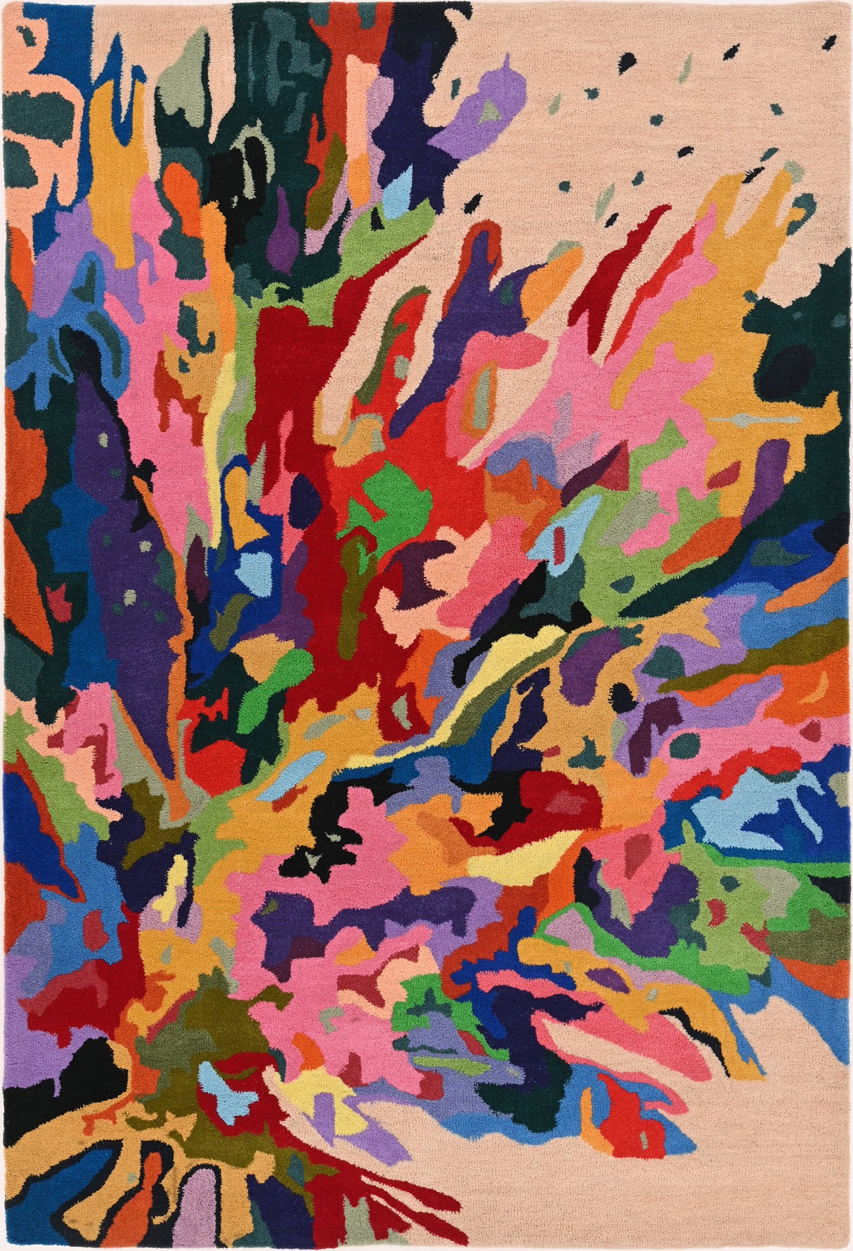 Modern Hand-Tufted Abstract Multicolor Wool Area Rug – Contemporary Brushstroke Pattern