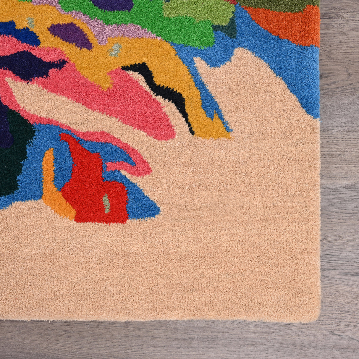 Modern Hand-Tufted Abstract Multicolor Wool Area Rug – Contemporary Brushstroke Pattern