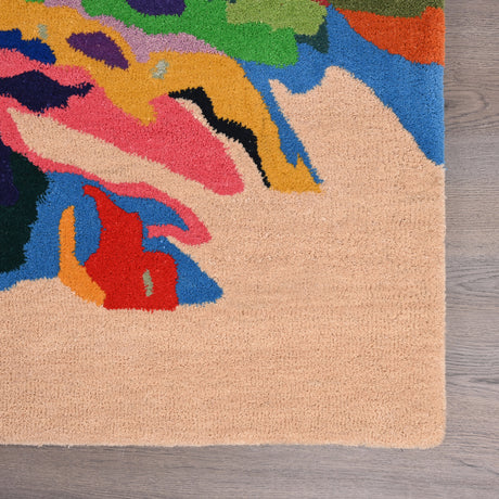 Modern Hand-Tufted Abstract Multicolor Wool Area Rug – Contemporary Brushstroke Pattern
