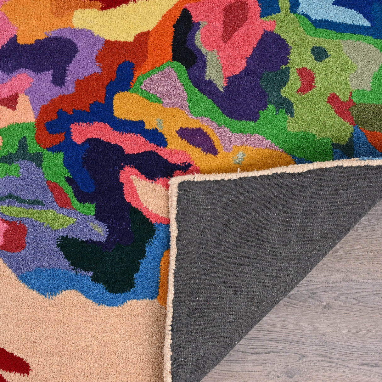 Modern Hand-Tufted Abstract Multicolor Wool Area Rug – Contemporary Brushstroke Pattern