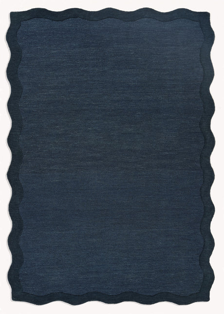 Scalloped Wool Rug – Hand-Tufted, Thick & Soft, Wavy Edge with Cotton Backing