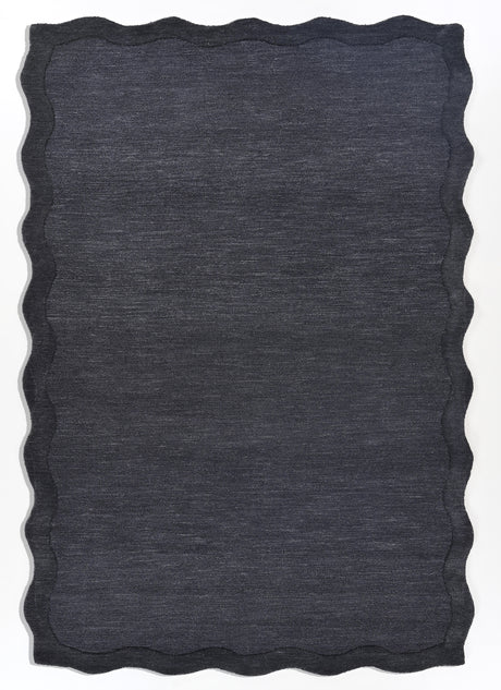 Scalloped Wool Rug – Hand-Tufted, Thick & Soft, Wavy Edge with Cotton Backing