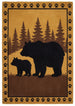 Hand Tufted Wool Area Rug, Bear Family Forest Wildlife Design with Pine Trees