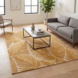 Hand Tufted Wool Area Rug, Tropical Palm Leaf Botanical Design