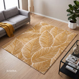 Hand Tufted Wool Area Rug, Tropical Palm Leaf Botanical Design