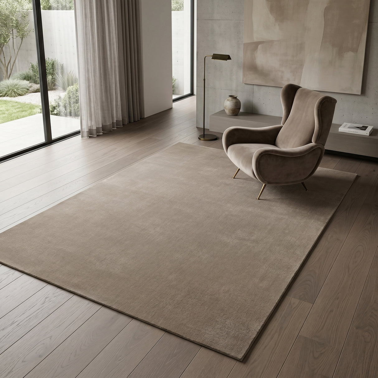 Solid Hand Tufted Wool Area Rug, Soft Plush Carpet