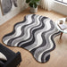 Modern Hand Tufted Wool Area Rug, Abstract Wave Striped Pattern,