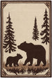 Hand Tufted Wool Area Rug, Bear Family Forest Wildlife Design with Pine Trees