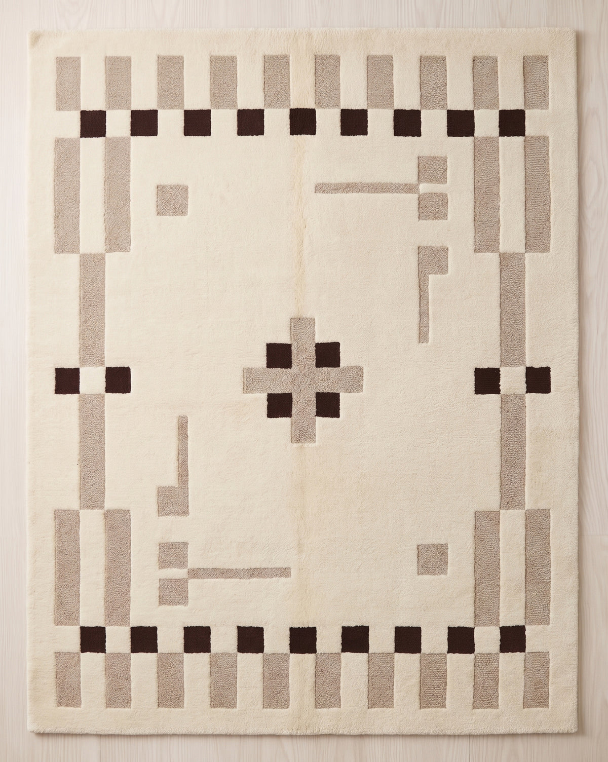 Hand Tufted Wool Rug, Modern Abstract Geometric Border Design