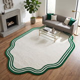 Modern Hand Tufted Wool Area Rug, Scalloped Border Design