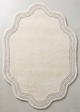Modern Hand Tufted Wool Area Rug, Scalloped Border Design