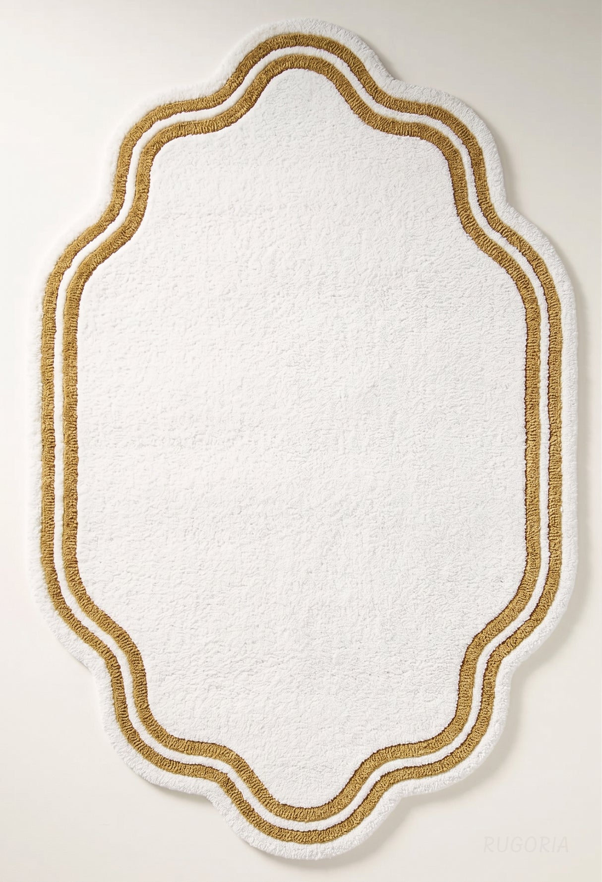 Modern Hand Tufted Wool Area Rug, Scalloped Border Design