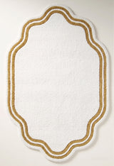Modern Hand Tufted Wool Area Rug, Scalloped Border Design