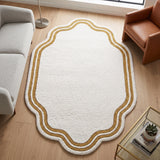 Modern Hand Tufted Wool Area Rug, Scalloped Border Design
