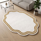 Modern Hand Tufted Wool Area Rug, Scalloped Border Design