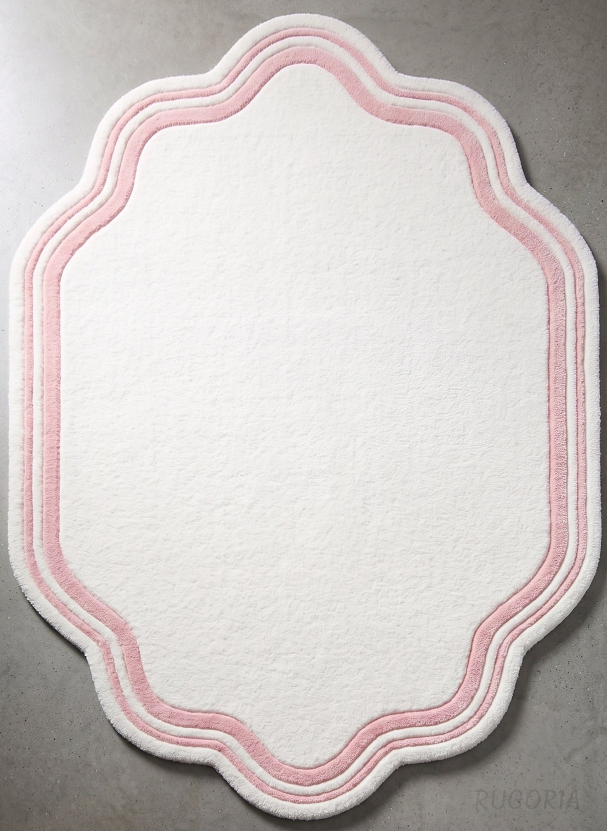 Modern Hand Tufted Wool Area Rug, Scalloped Border Design