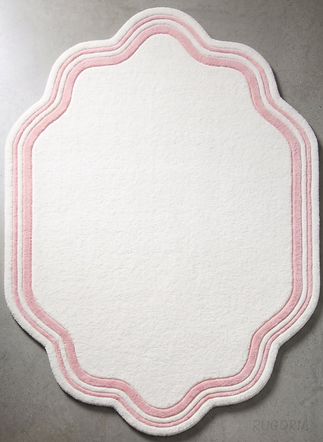 Modern Hand Tufted Wool Area Rug, Scalloped Border Design