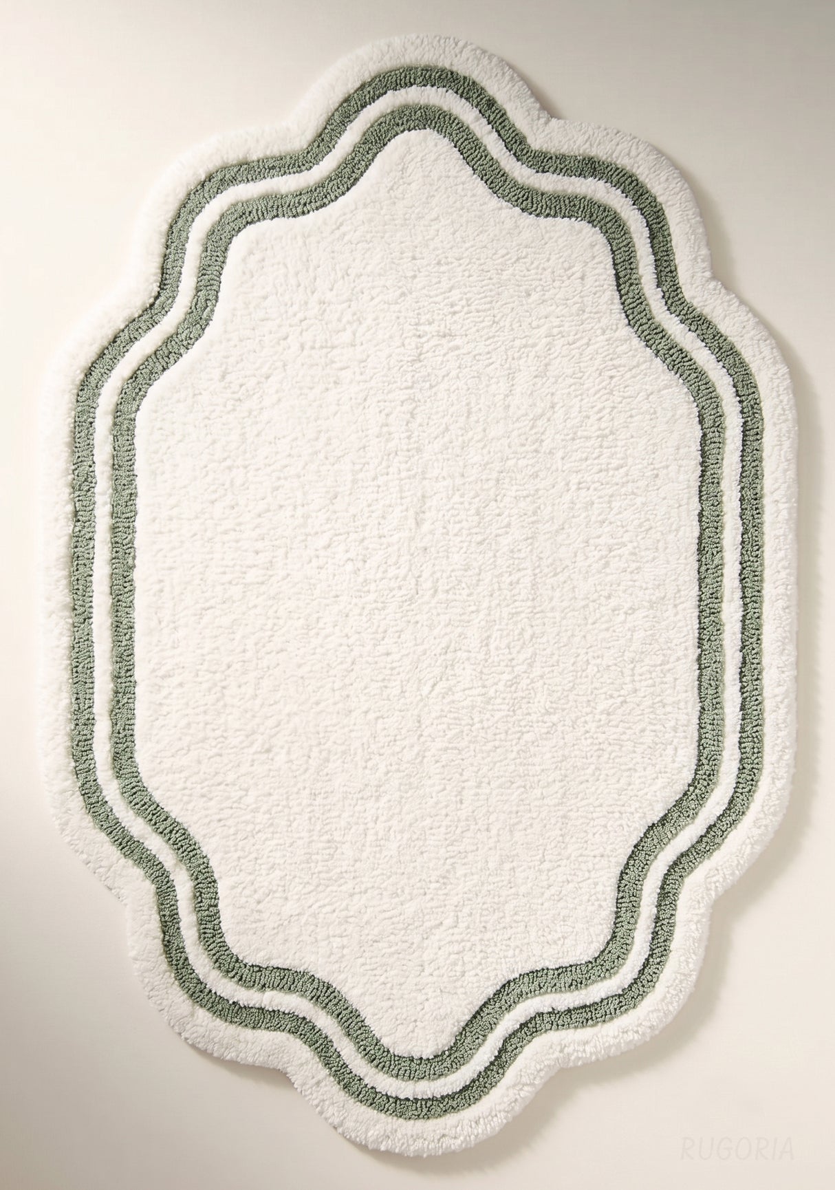 Modern Hand Tufted Wool Area Rug, Scalloped Border Design
