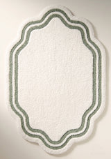 Modern Hand Tufted Wool Area Rug, Scalloped Border Design