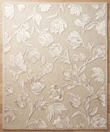Hand Tufted Floral Wool Area Rug, Raised Botanical Carved Design