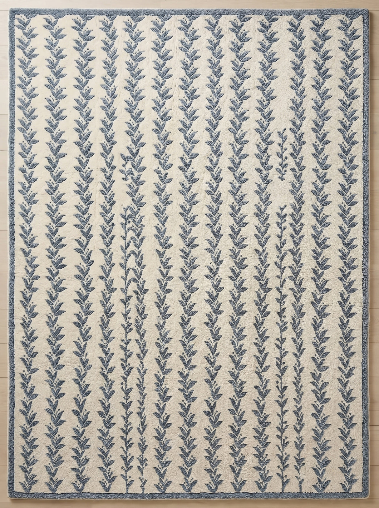 Hand-Tufted Wool Area Rug, Botanical Vine Pattern, Soft Thick Wool Carpet