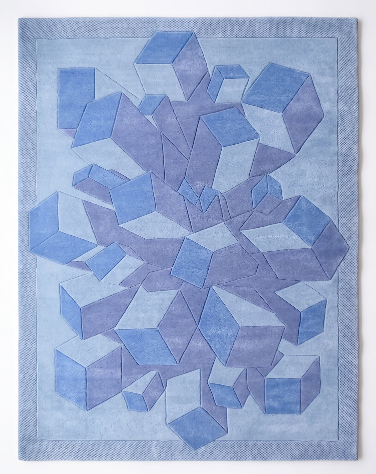 Hand-Tufted Wool Area Rug, 3D Cube Design