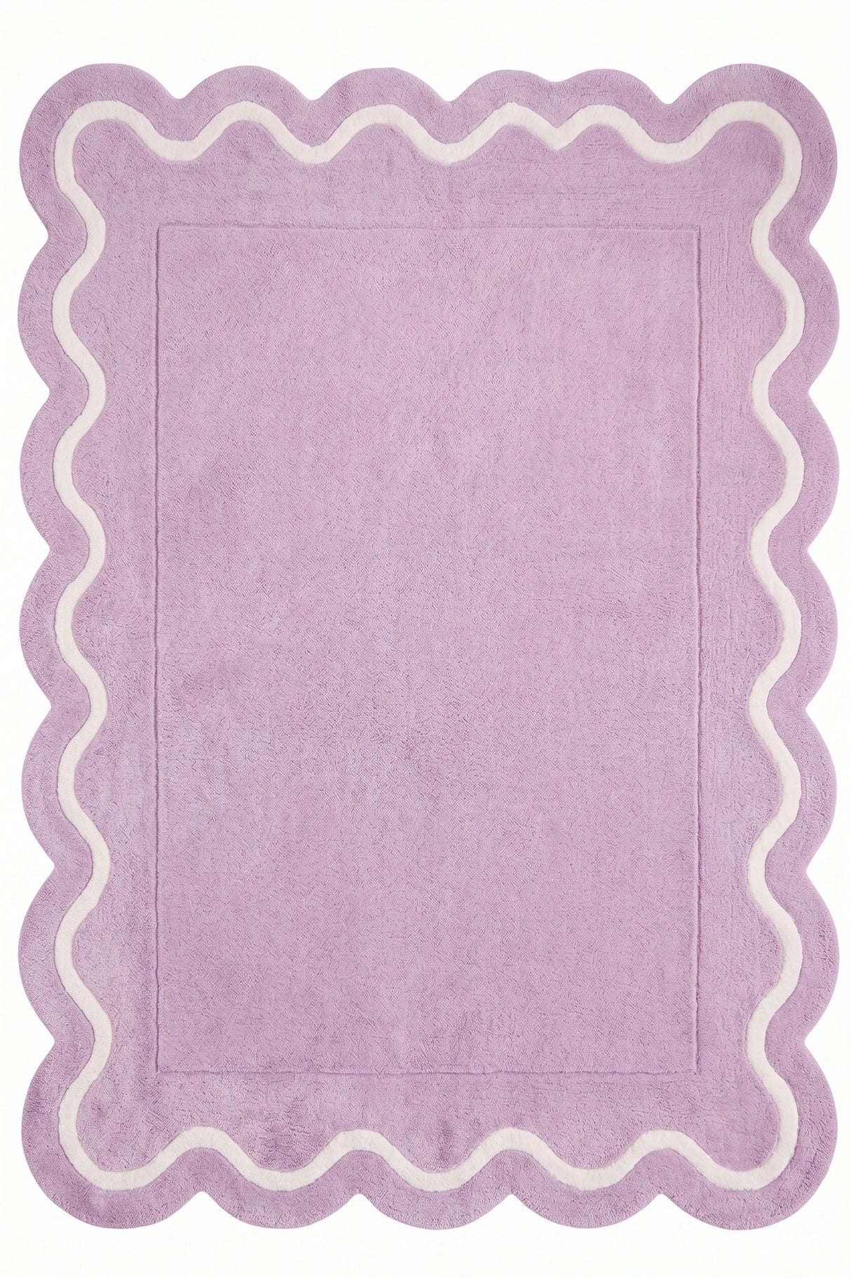 Modern Hand Tufted Wool Rug | Handmade Scalloped Border Carpet