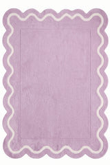 Modern Hand Tufted Wool Rug | Handmade Scalloped Border Carpet