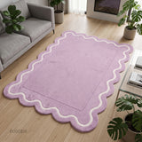 Modern Hand Tufted Wool Rug | Handmade Scalloped Border Carpet