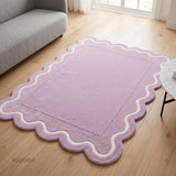 Modern Hand Tufted Wool Rug | Handmade Scalloped Border Carpet
