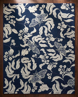 Hand Tufted Wool Rug, Floral Butterfly Botanical Pattern
