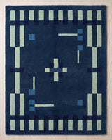 Hand Tufted Wool Rug, Modern Abstract Geometric Border Design