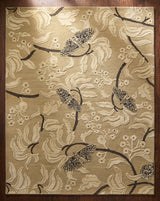Hand Tufted Wool Rug, Floral Butterfly Botanical Pattern
