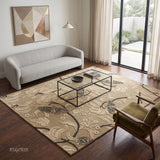 Hand Tufted Wool Rug, Floral Butterfly Botanical Pattern