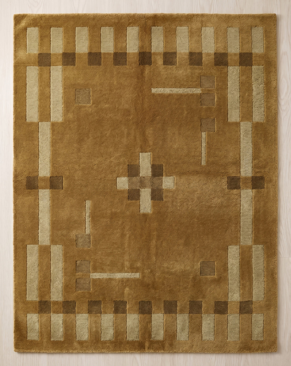 Hand Tufted Wool Rug, Modern Abstract Geometric Border Design
