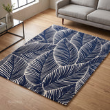 Hand Tufted Wool Area Rug, Tropical Palm Leaf Botanical Design