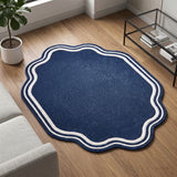 Modern Hand Tufted Wool Area Rug, Scalloped Border Design