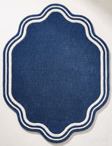 Modern Hand Tufted Wool Area Rug, Scalloped Border Design